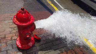 Fire hydrant with water coming out